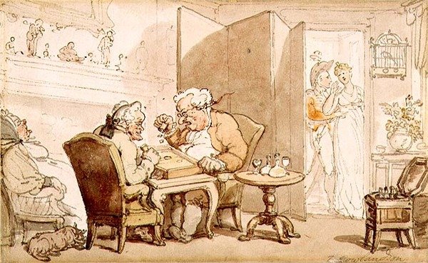 Dicers (akvarelli paperille) tekijältä Thomas Rowlandson