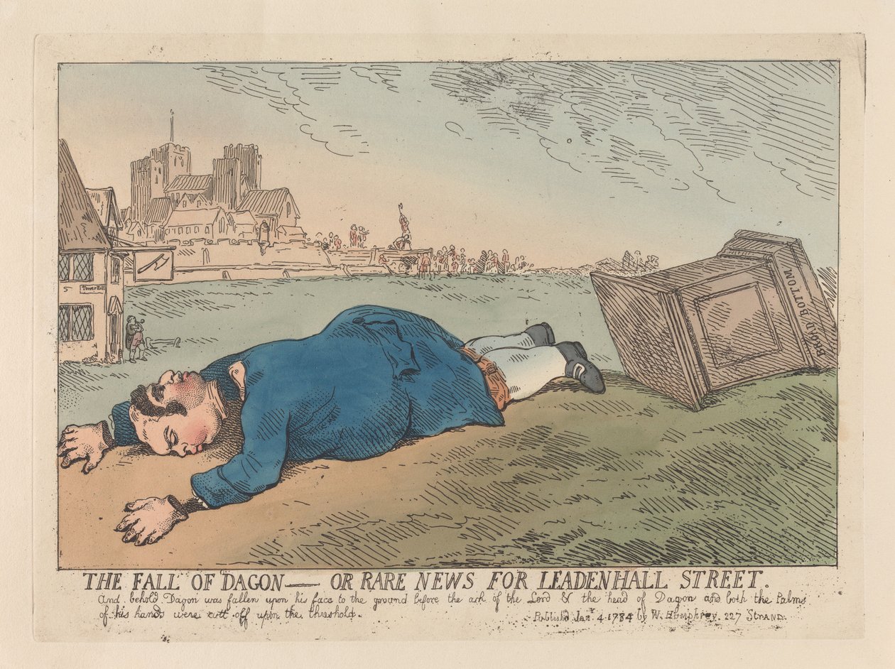 Dagonin kaatuminen eli harvinaisia uutisia Leadenhall Streetiltä tekijältä Thomas Rowlandson