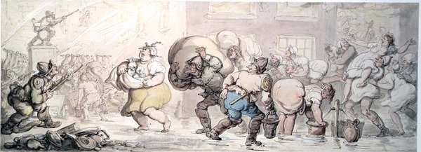 Tulipalo (akvarelli) tekijältä Thomas Rowlandson