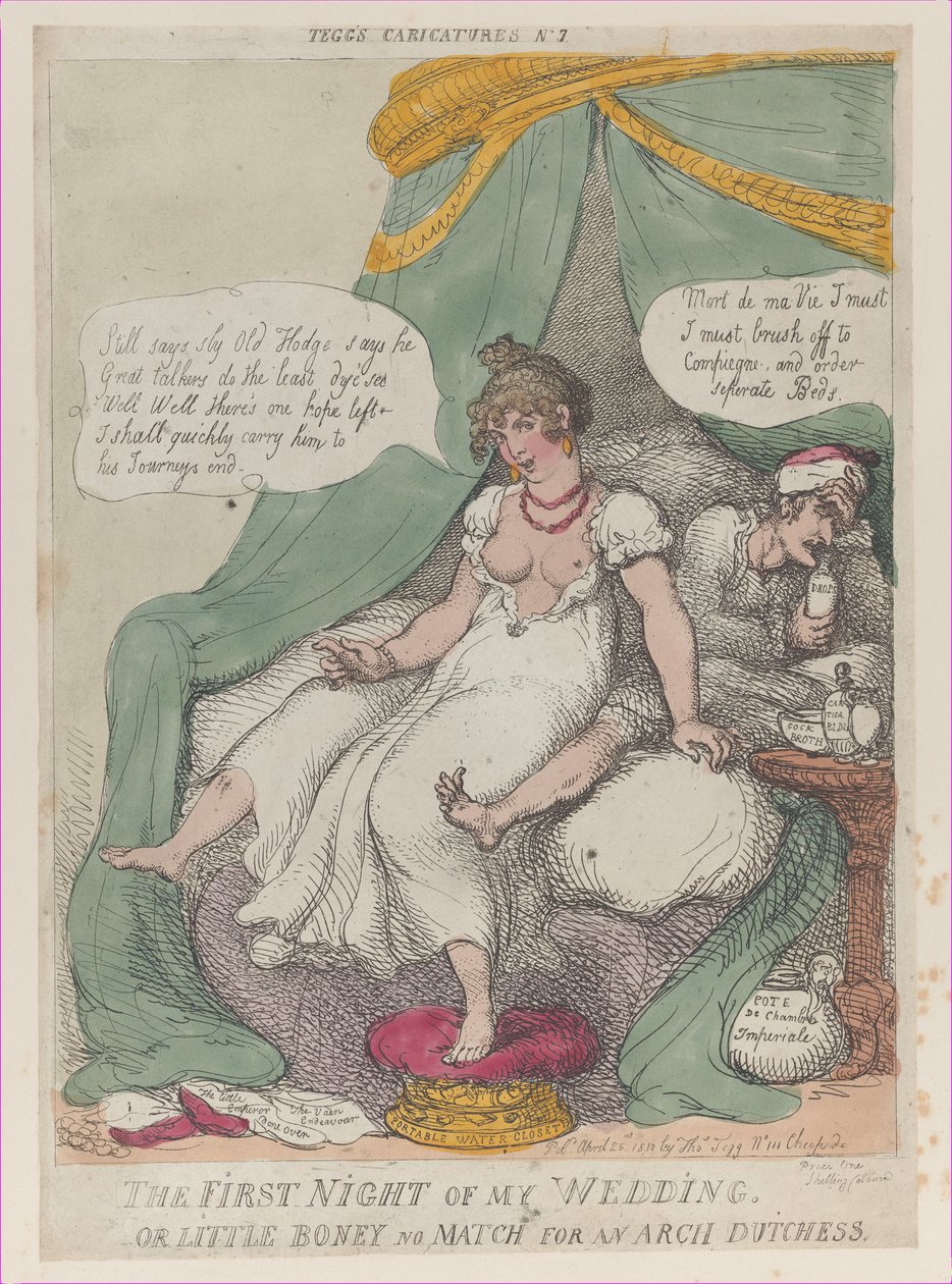 Häideni ensimmäinen yö eli Little Boney No Match For an Arch Dutchess, Ap..., 25. huhtikuuta 1810. tekijältä Thomas Rowlandson