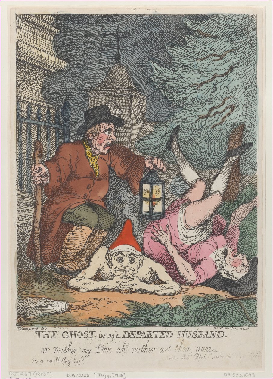 Edelleen aviomieheni aave eli Kuihtu rakkauteni ah kuihtutko sinä poissa, huhtikuu..., 1. huhtikuuta 1808. tekijältä Thomas Rowlandson