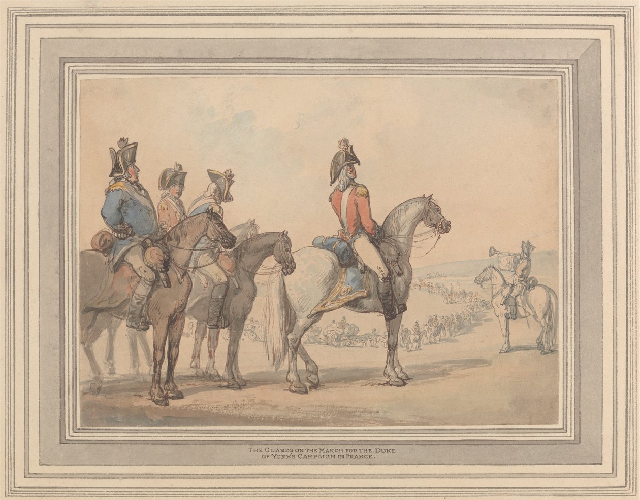 Vartijat Yorkin herttuan kampanjan marssissa Ranskassa tekijältä Thomas Rowlandson