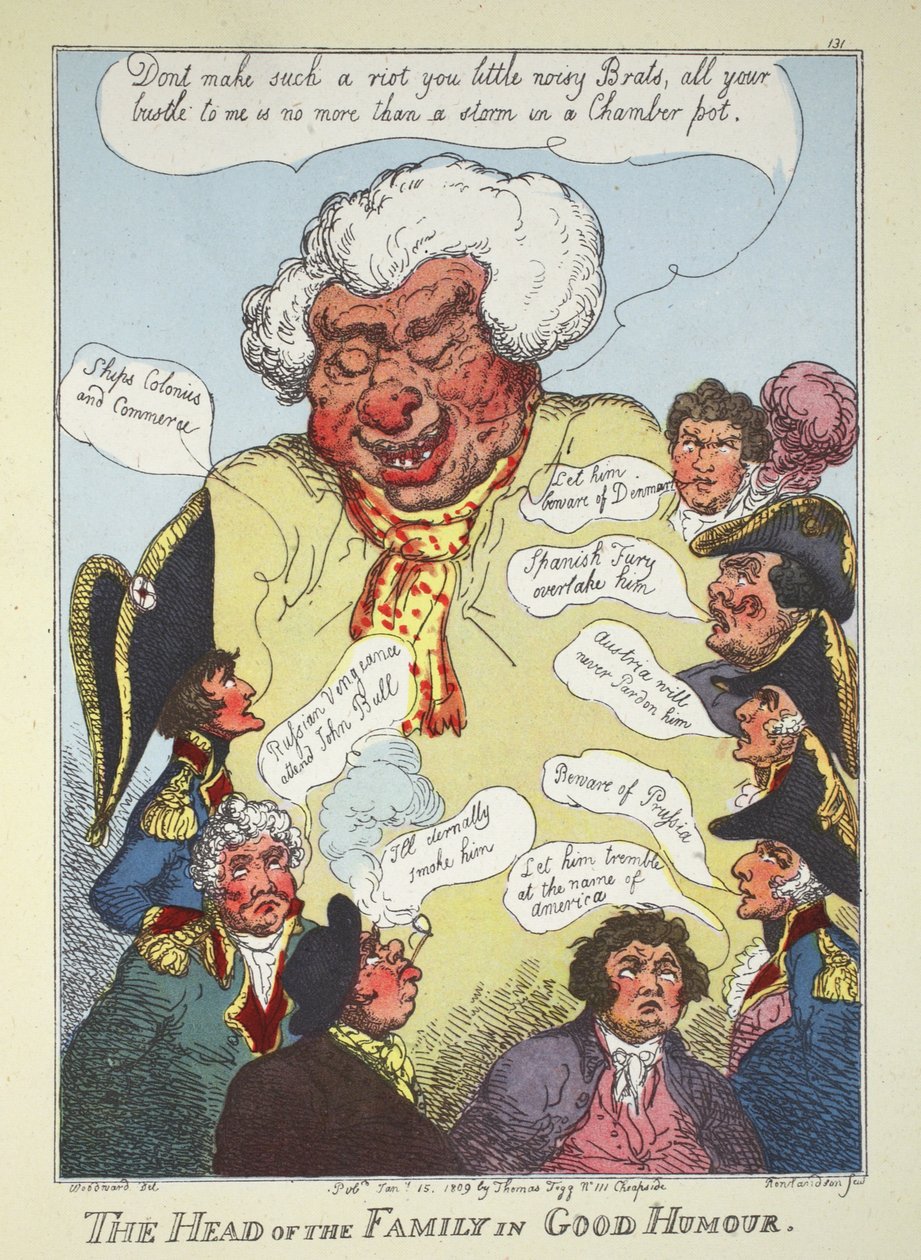 Perheen pää hyvässä huumorissa, pub. Thomas Tegg, 15. tammikuuta 1809 (käsinvärinen kaiverrus) tekijältä Thomas Rowlandson
