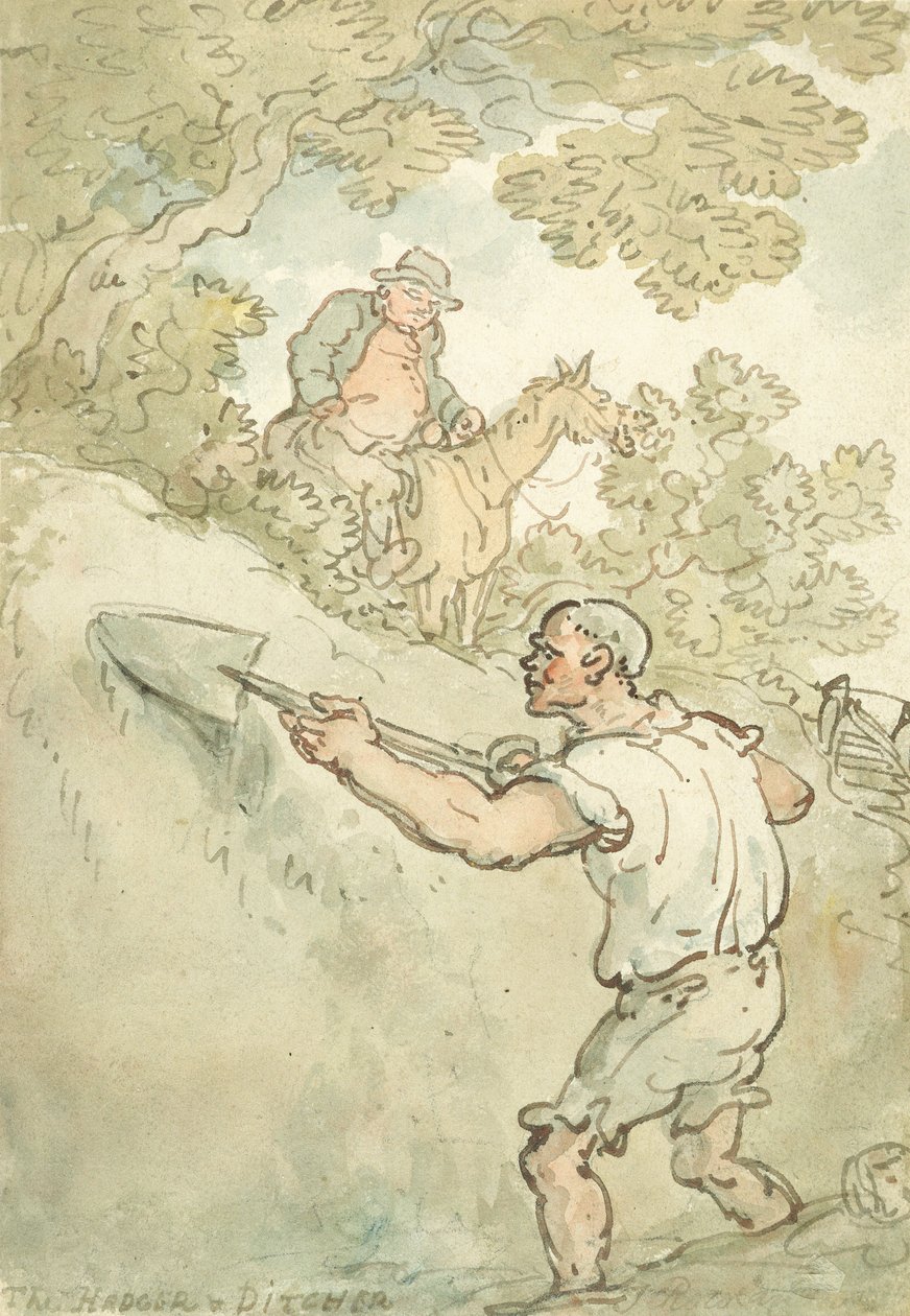 Hedger and Ditcher (kynä ja muste ja akvarelli paperille) tekijältä Thomas Rowlandson