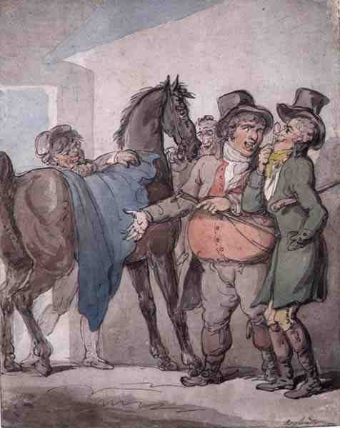 The Horse Deal (kynä, akvarelli ja kynä paperille) tekijältä Thomas Rowlandson