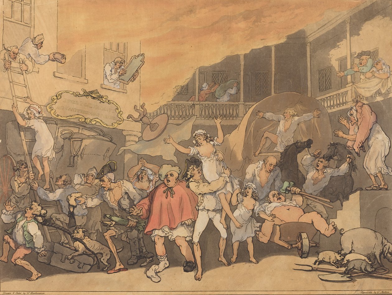 Inn Yard on Fire, 1791. tekijältä Thomas Rowlandson