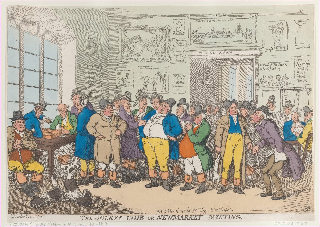 Jockey Club tai Newmarket Meeting, 10. lokakuuta 1811, 10. lokakuuta 1811. tekijältä Thomas Rowlandson