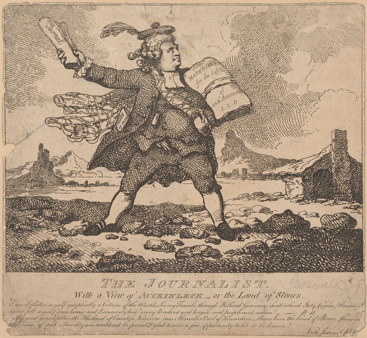 Journalisti, josta on näkymät Auchinleckiin tai Kivien maahan tekijältä Thomas Rowlandson