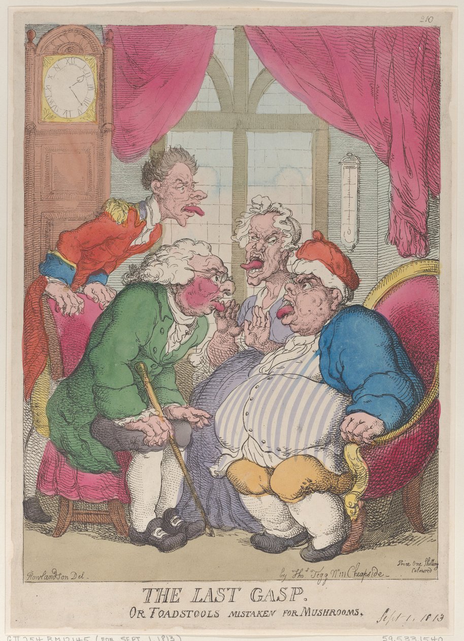 The Last Gasp, eli myrkkysienet, jotka erehtyvät sieniin, 1. syyskuuta 1813, 1. syyskuuta 1813. tekijältä Thomas Rowlandson