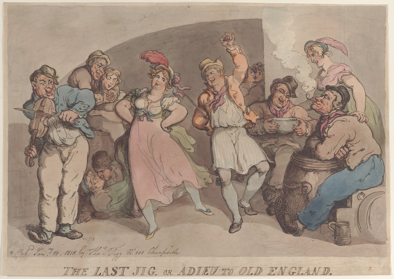 The Last Jig tai Adieu to Old England, 10. tammikuuta 1818., 10. tammikuuta 1818. tekijältä Thomas Rowlandson