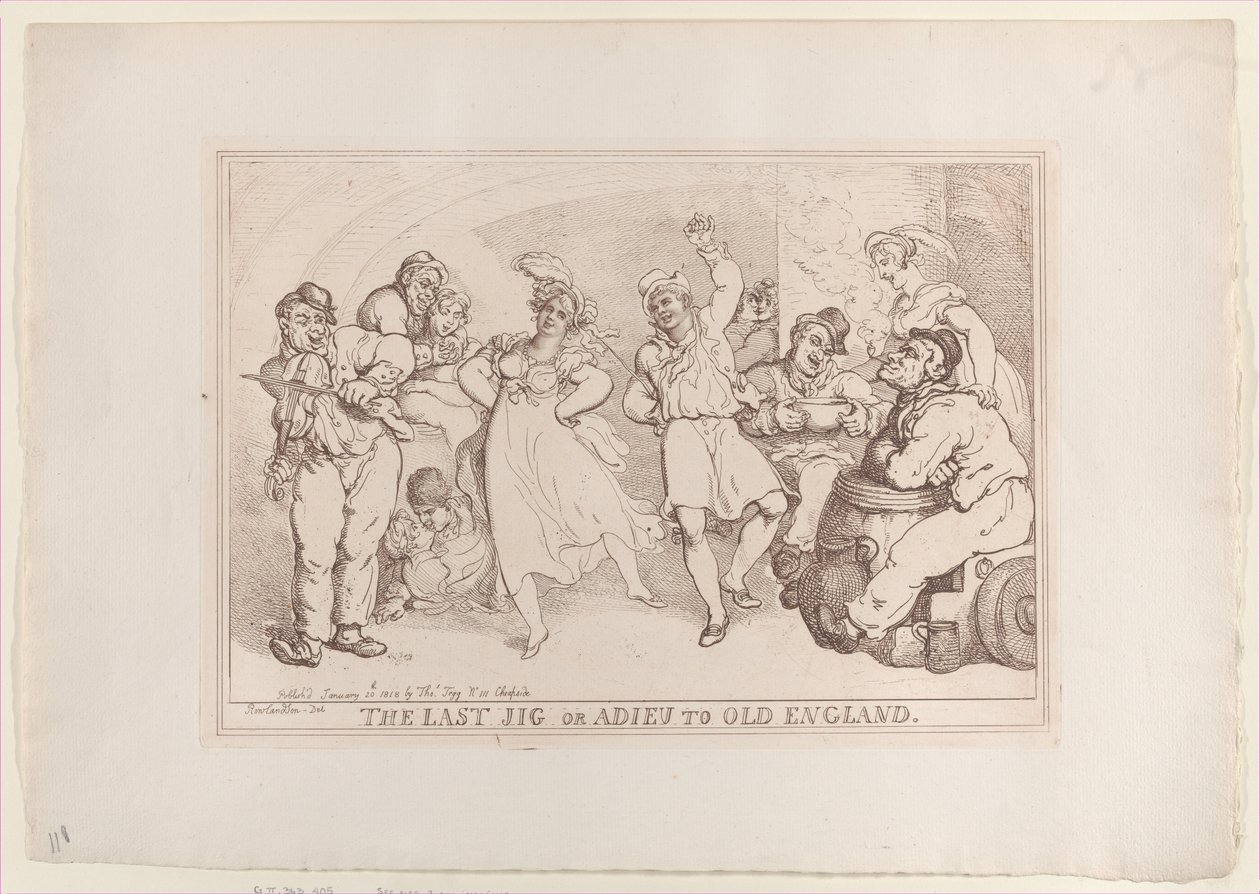The Last Jig tai Adieu to Old England, 20. tammikuuta 1818., 20. tammikuuta 1818. tekijältä Thomas Rowlandson