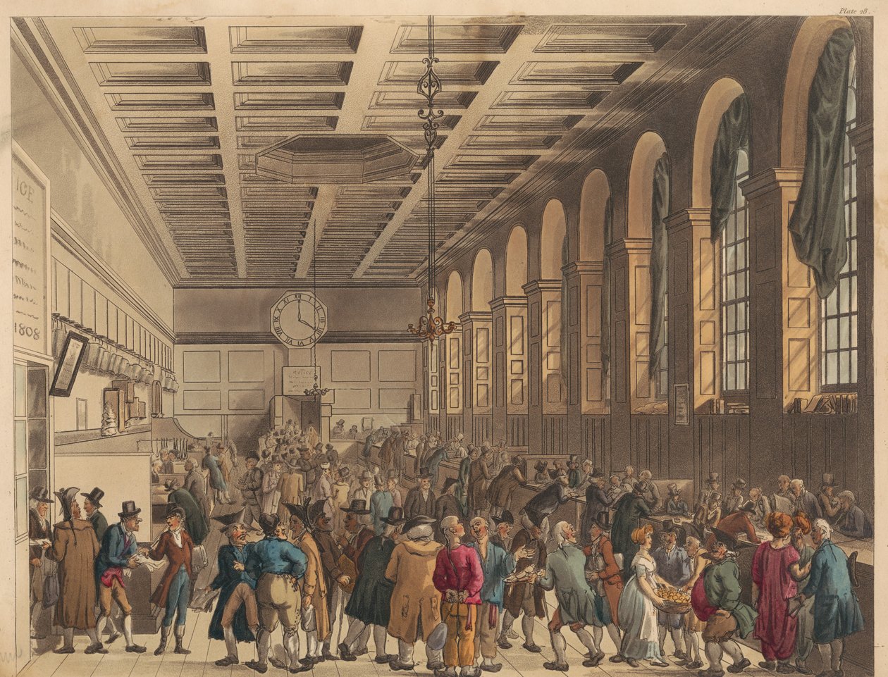 The Long Room, Custom House tekijältä Thomas Rowlandson