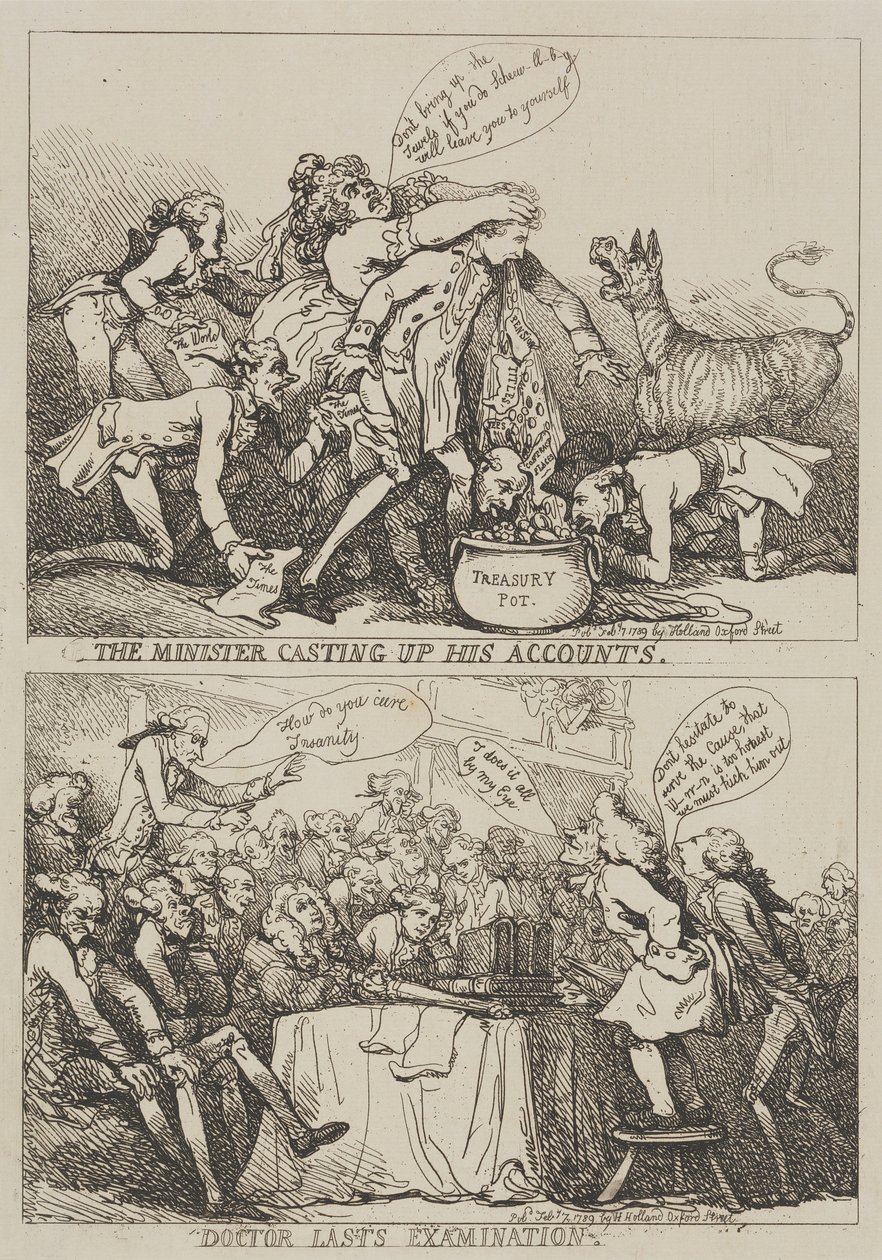 Ministeri tekee tilinpäätöstä tekijältä Thomas Rowlandson