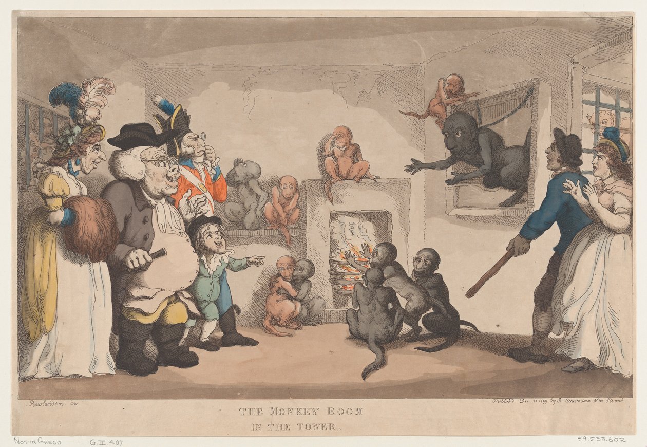 Apinahuone tornissa, 20. joulukuuta 1799, 20. joulukuuta 1799. tekijältä Thomas Rowlandson
