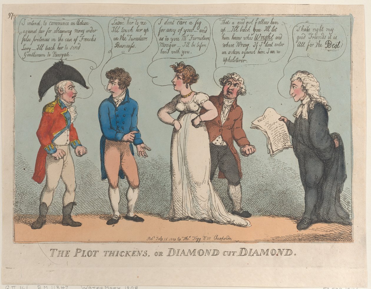 The Plot Thickens tai Diamond Cut Diamond, 16. heinäkuuta 1809, 16. heinäkuuta 1809. tekijältä Thomas Rowlandson