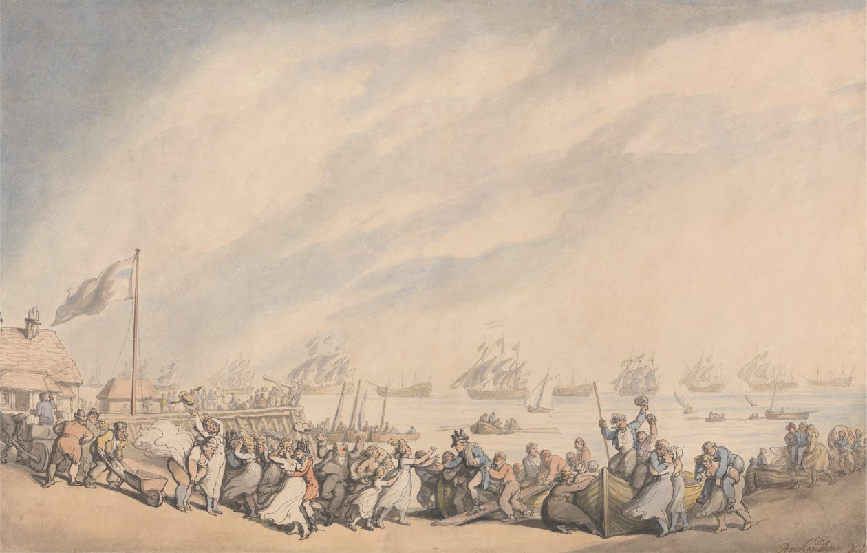 Laivaston paluu Great Yarmouthiin vuonna 1797 tekijältä Thomas Rowlandson