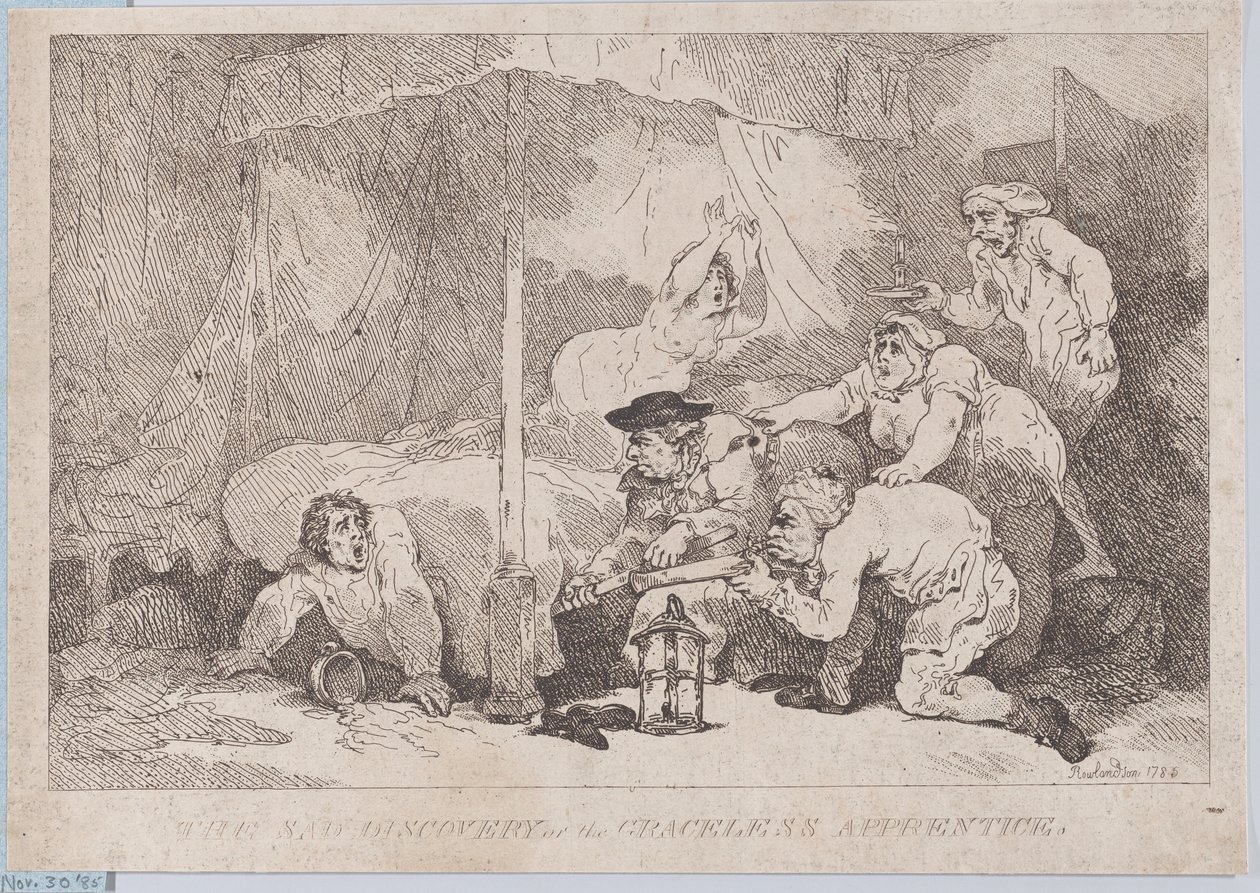 Armottoman oppipojan surullinen löytö, 30. marraskuuta 1785, 30. marraskuuta 1785. tekijältä Thomas Rowlandson