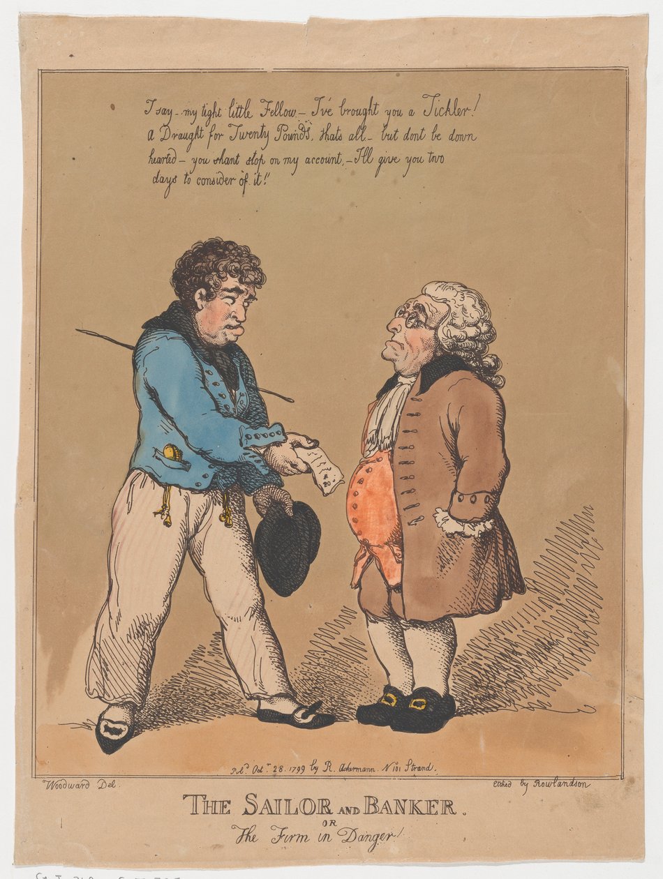 Merimies ja pankkiiri eli vaarassa oleva yritys, 28. lokakuuta 1799, 28. lokakuuta 1799. tekijältä Thomas Rowlandson