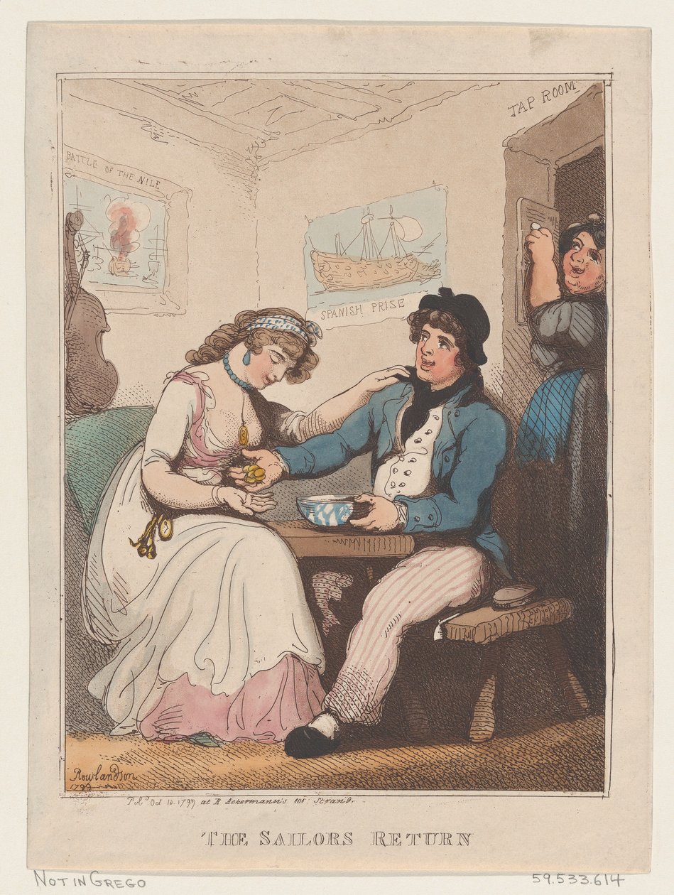 Merimiehen paluu, 10. lokakuuta 1799, 10. lokakuuta 1799. tekijältä Thomas Rowlandson