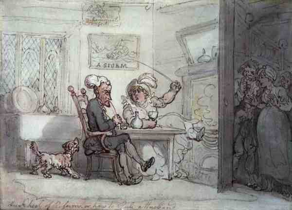 "Uudistuksen koulu eli kuinka hallita miestä" (kynä, akvarelli ja kynä paperille) tekijältä Thomas Rowlandson
