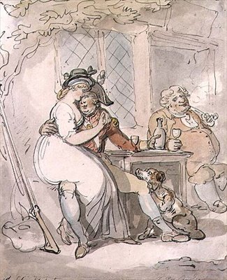 Sotilaan lähtö (kynä ja muste, akvarelli) tekijältä Thomas Rowlandson