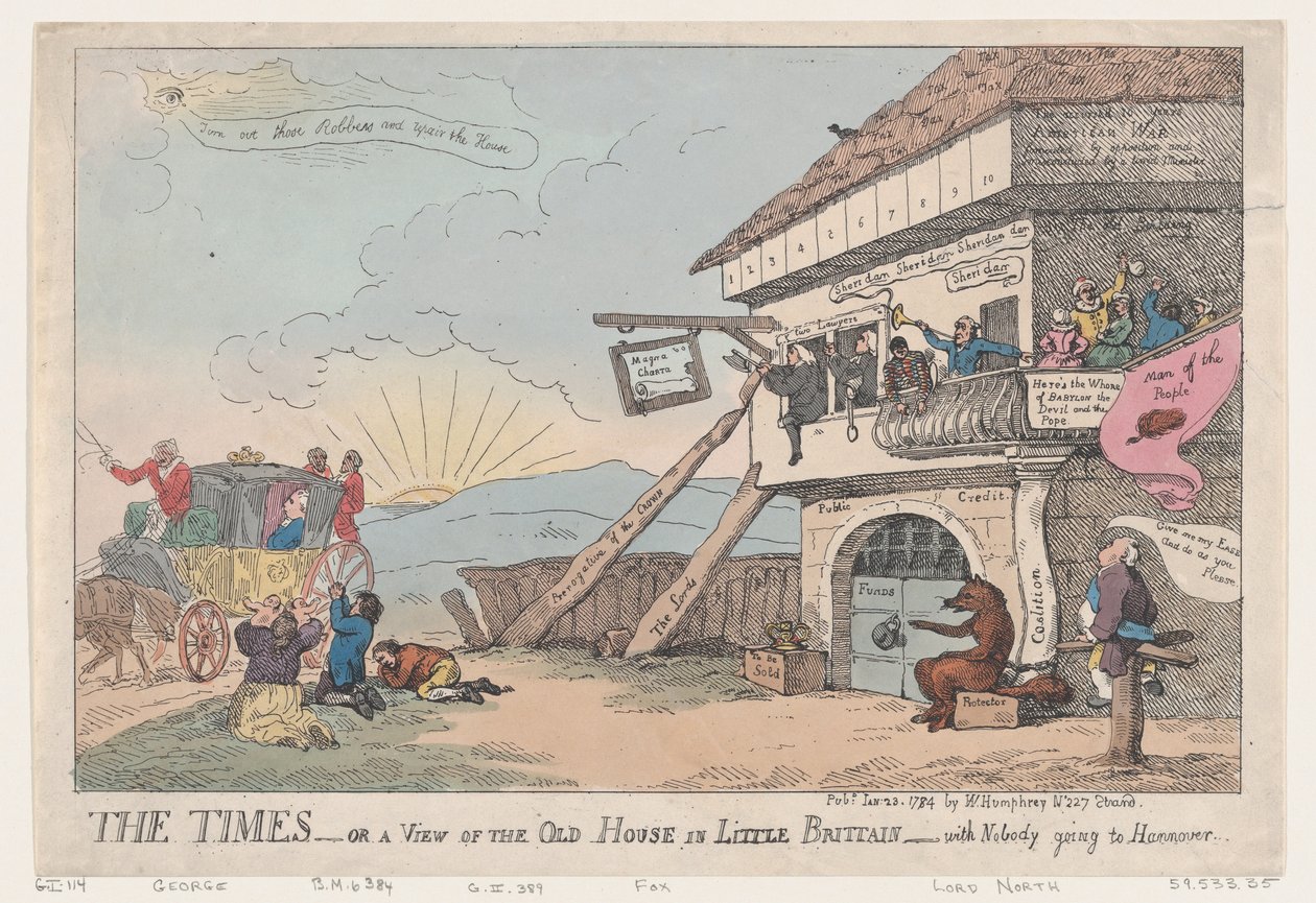 The Times - Tai näkymä vanhasta talosta Pikku-Britanniassa - Kukaan ei mene..., 23. tammikuuta 1784. tekijältä Thomas Rowlandson