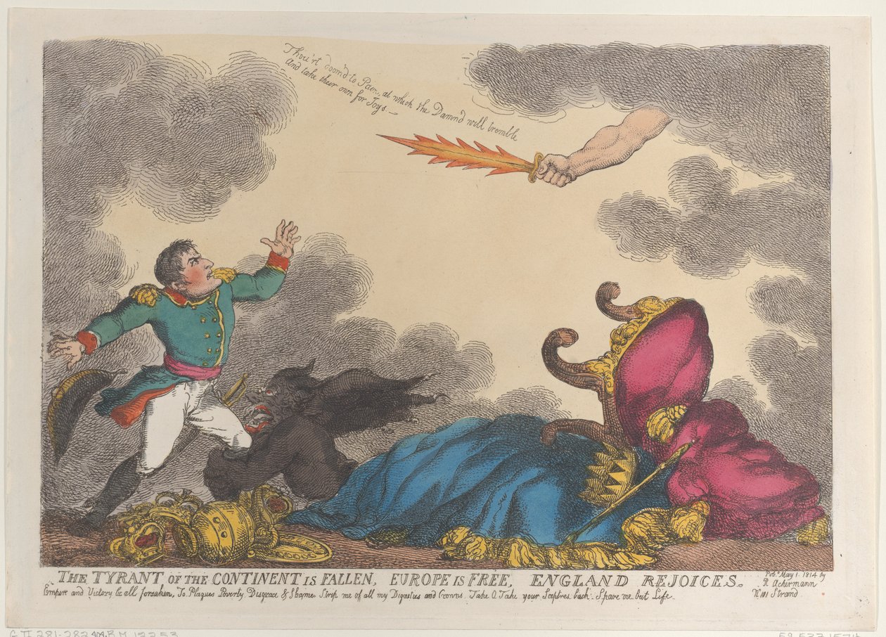 Mantereen tyranni on langennut, Eurooppa on vapaa, Englanti iloitsee, 1. toukokuuta 1814., 1. toukokuuta 1814. tekijältä Thomas Rowlandson