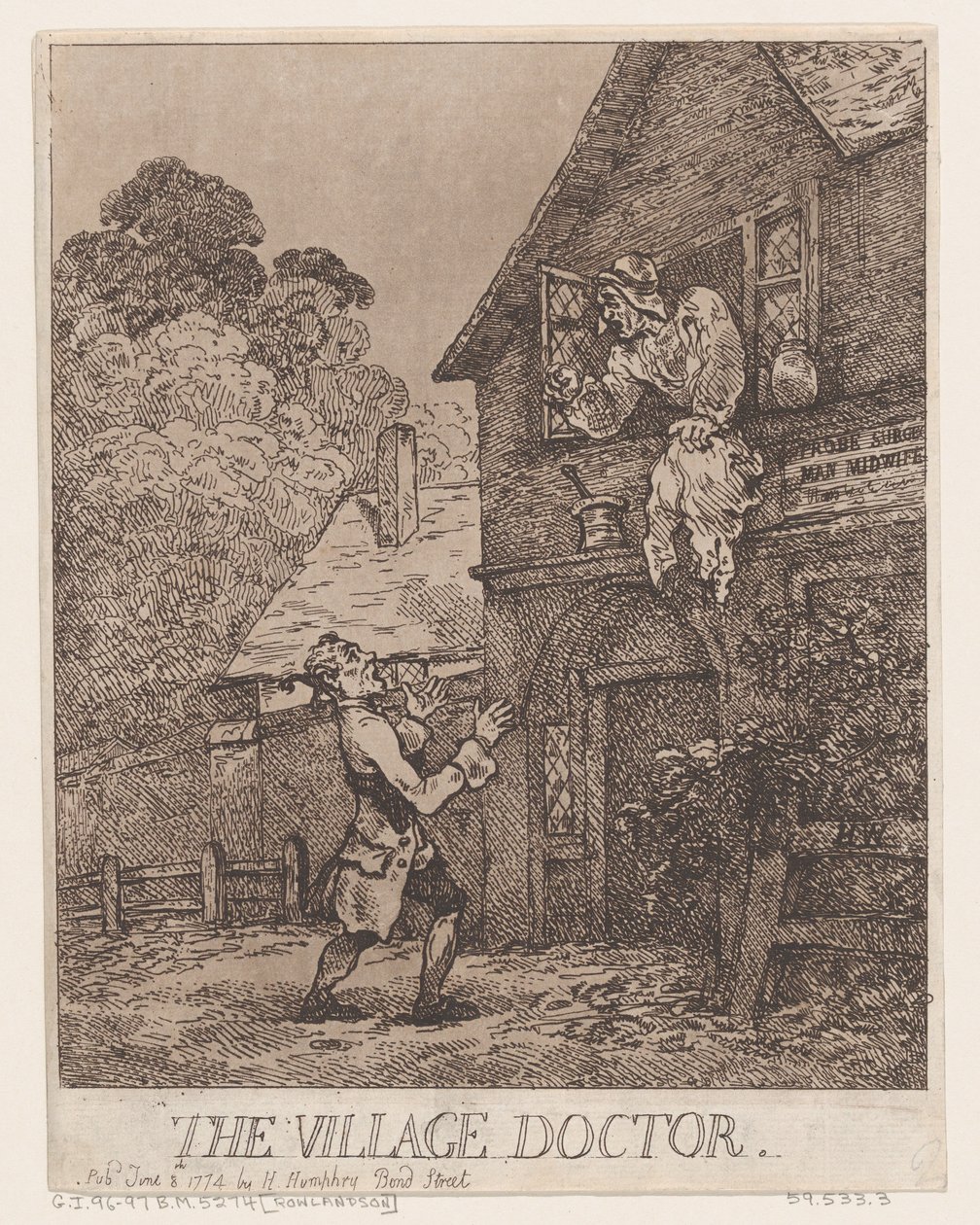 Kylän tohtori, 8. kesäkuuta 1774, 8. kesäkuuta 1774. tekijältä Thomas Rowlandson