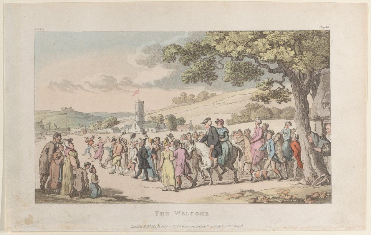 The Welcome, The Vicar of Wakefield, 1. toukokuuta 1817., 1. toukokuuta 1817. tekijältä Thomas Rowlandson