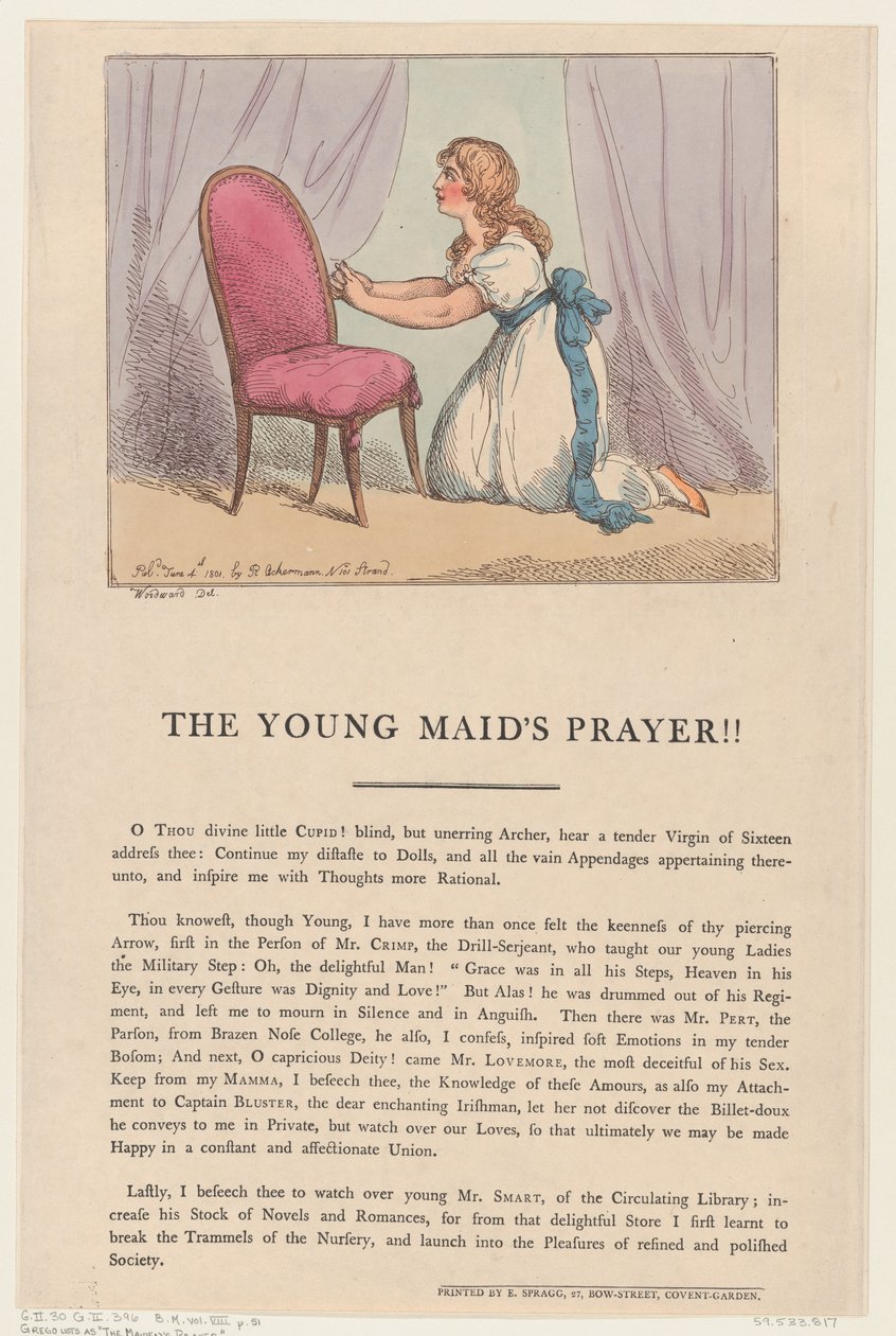 Nuoren piikan rukous!!, 4.6.1801., 4.6.1801. tekijältä Thomas Rowlandson