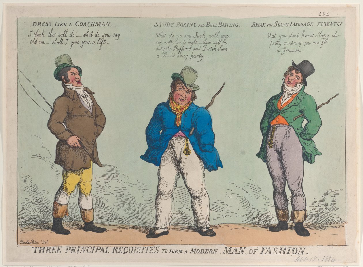 Kolme pääedellytystä modernin muotimiehen muodostamiseksi, 15. syyskuuta 1814, 15. syyskuuta 1814. tekijältä Thomas Rowlandson
