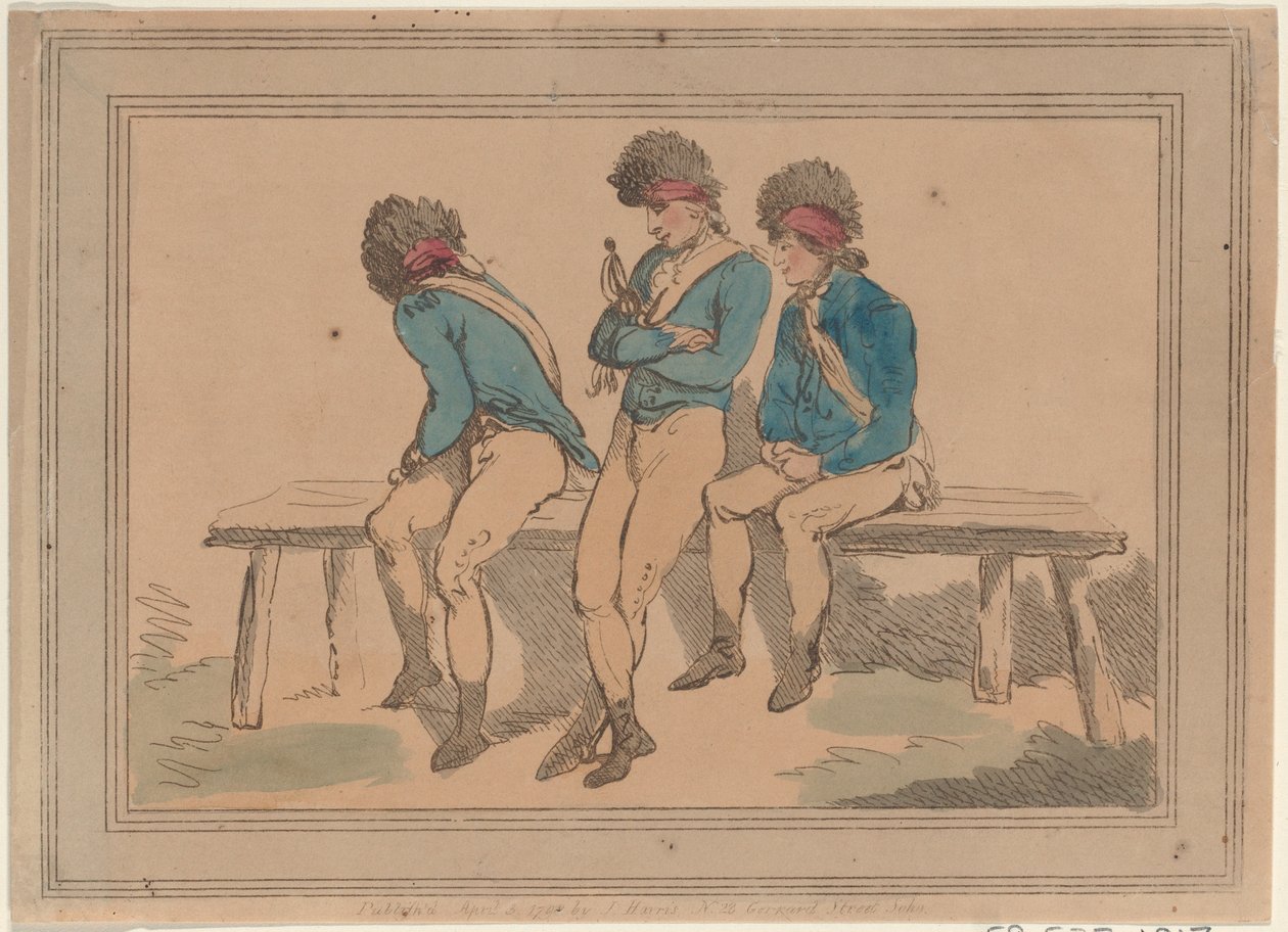 Kolme vapaaehtoista, 1798, 1798. tekijältä Thomas Rowlandson