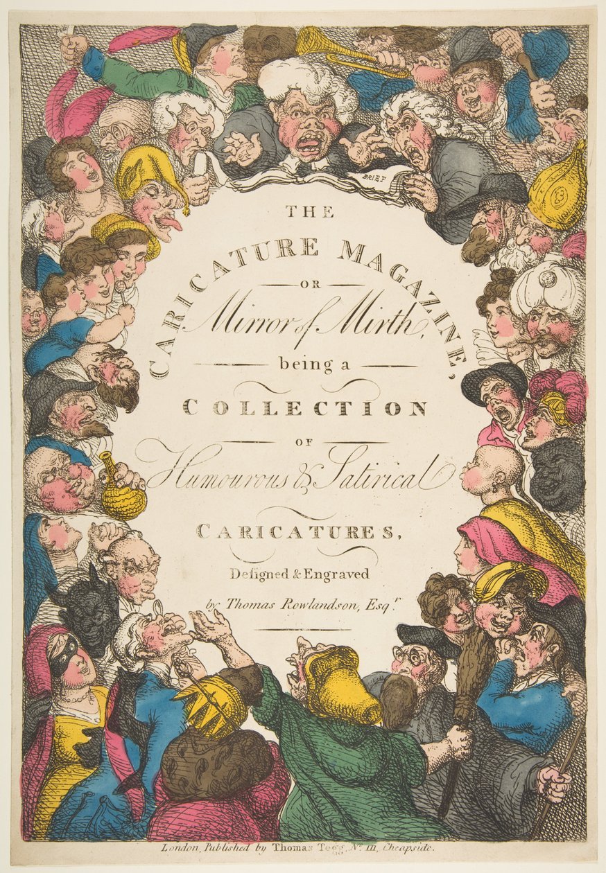 Nimilehti, The Caricature Magazine tai Mirror of Mirth, 19. marraskuuta 1808. tekijältä Thomas Rowlandson