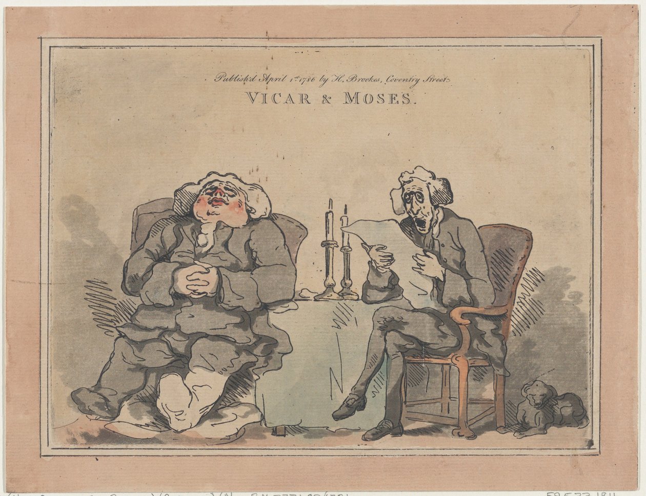 Kirkkoherra ja Mooses, 1. huhtikuuta 1786, 1. huhtikuuta 1786. tekijältä Thomas Rowlandson