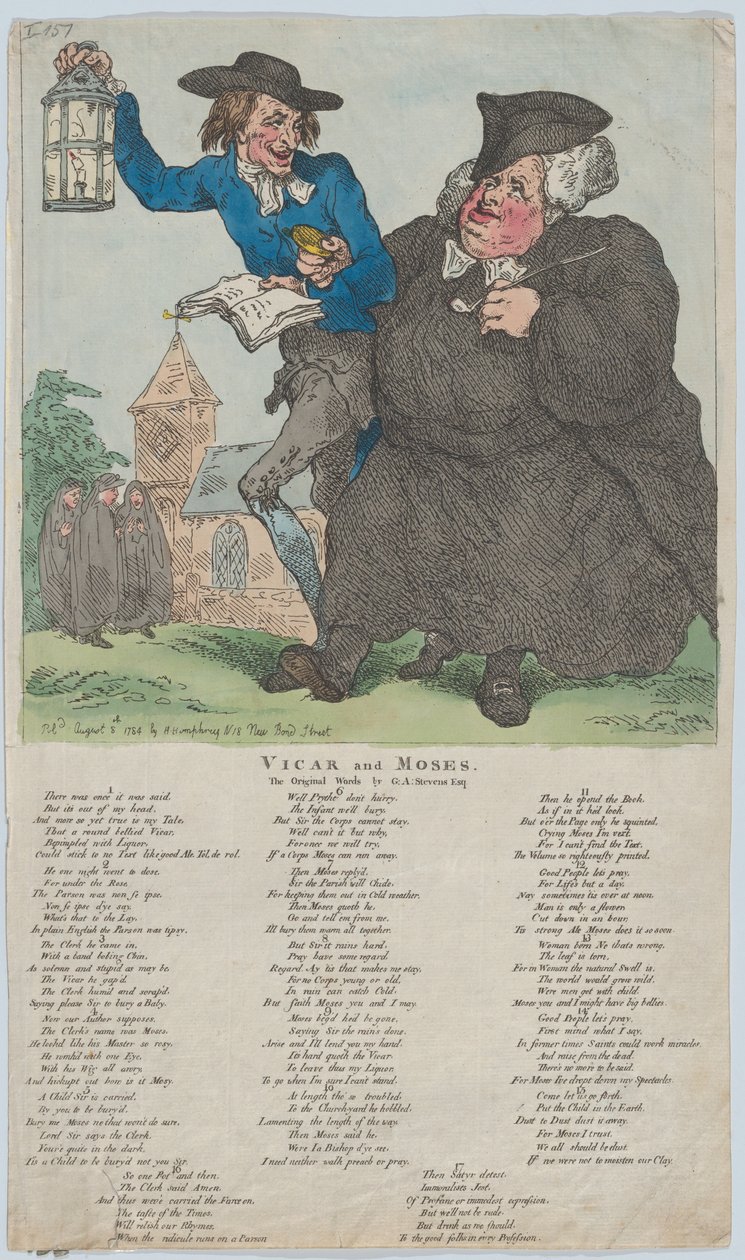 Kirkkoherra ja Mooses, 8. elokuuta 1784, 8. elokuuta 1784. tekijältä Thomas Rowlandson