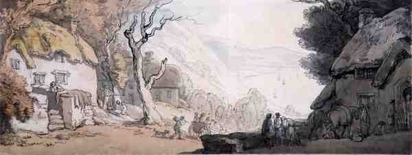 Näkymä ylhäältä Cliffs, Mumbles, Etelä-Wales (kynä, akvarelli ja kynä paperille) tekijältä Thomas Rowlandson