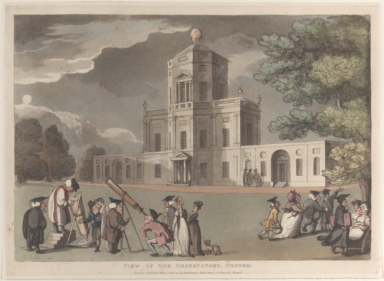 Näkymä observatoriosta, Oxford, 1. toukokuuta 1810, 1. toukokuuta 1810. tekijältä Thomas Rowlandson