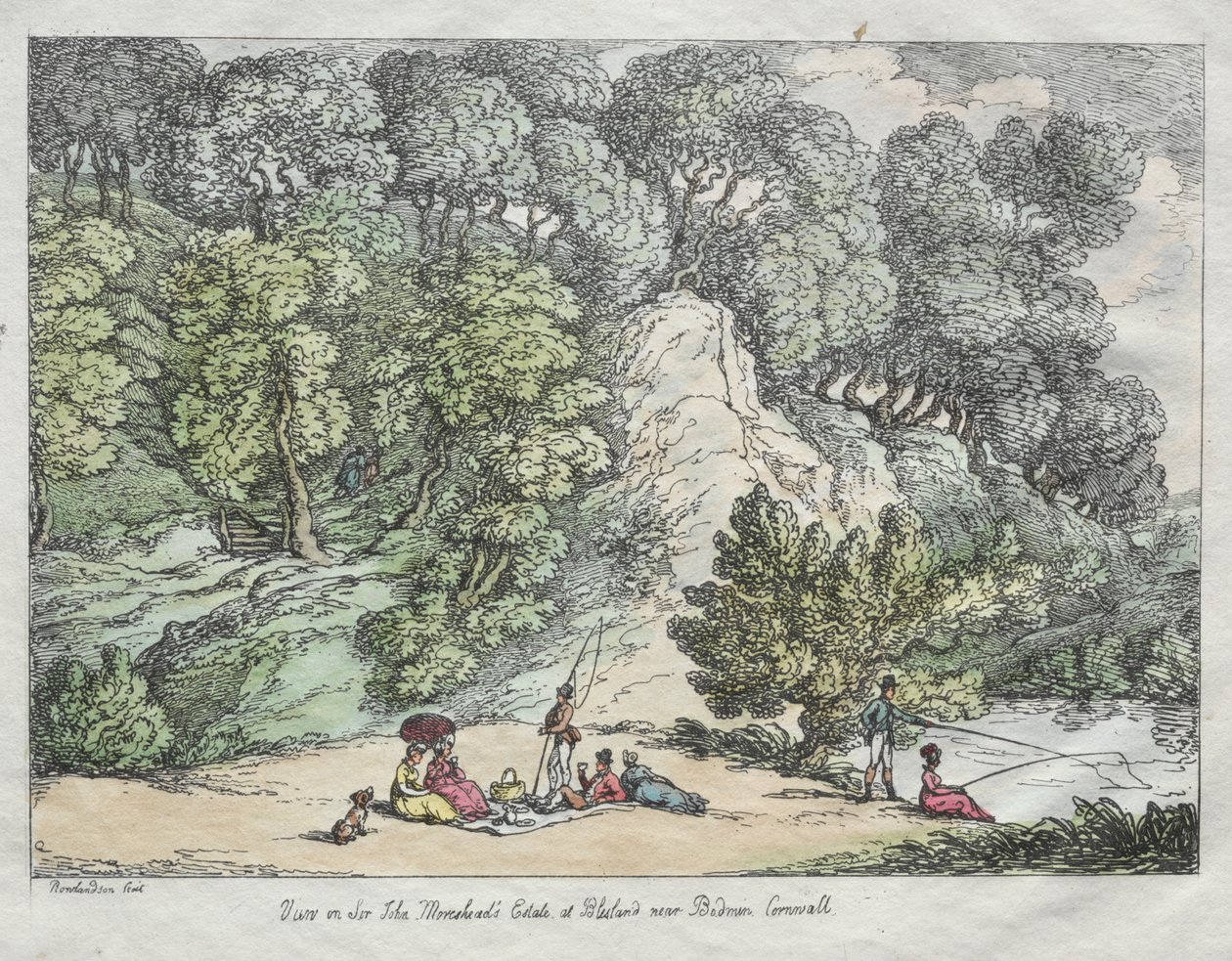 Näkymä Sir John Moresheadin tilalle Blislandissa lähellä Bodminia, Cornwallissa tekijältä Thomas Rowlandson