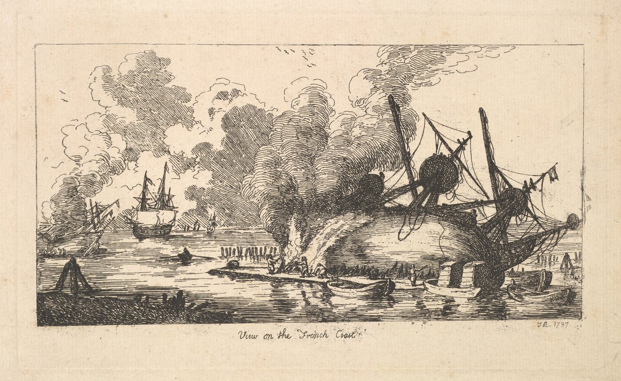 Näkymä Ranskan rannikolle, 1787. tekijältä Thomas Rowlandson