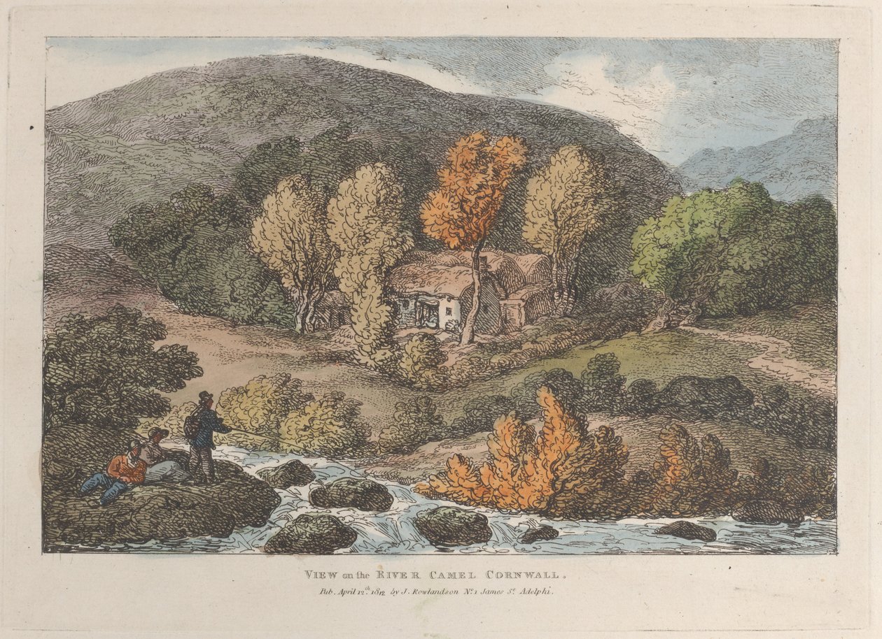 Näkymä Camel-joelle, Cornwall, Views in Cornwall, 12. huhtikuuta 1812., 12. huhtikuuta 1812. tekijältä Thomas Rowlandson
