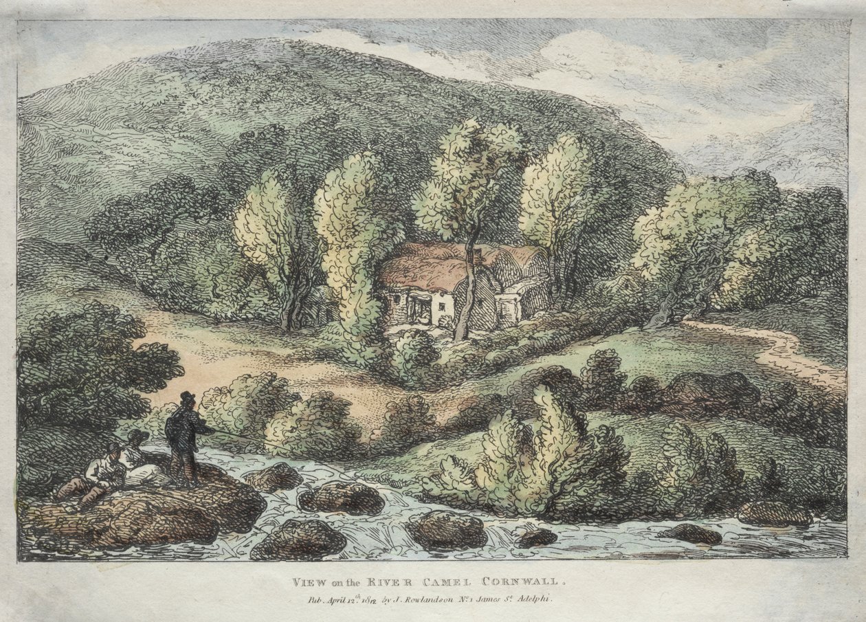 Näkymät Cornwallissa: Näkymä Camel-joelle, Cornwall tekijältä Thomas Rowlandson