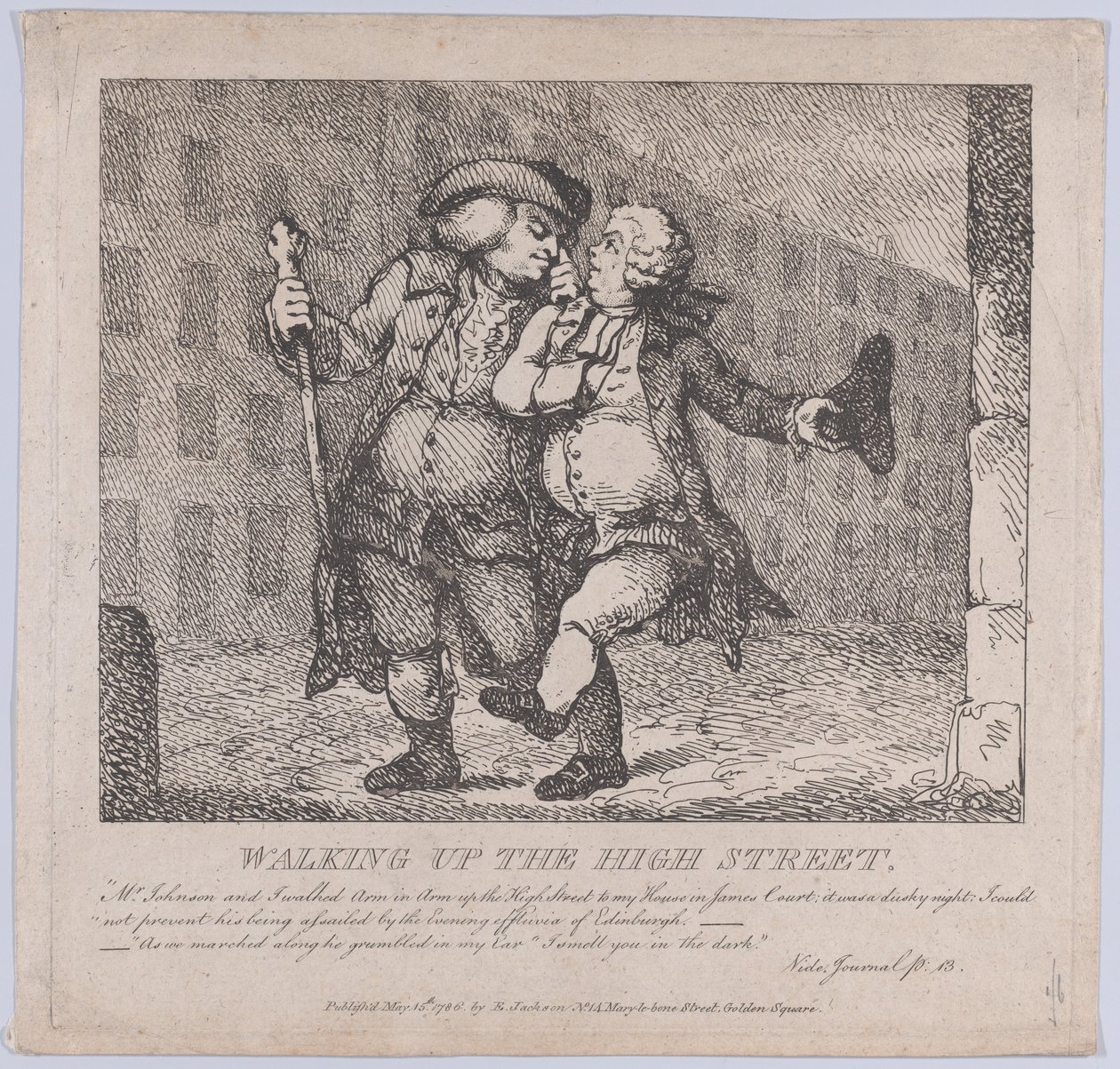 Walking Up the High Street, Edinburgh Boswellin maalaukselliset kaunokaiset, F..., 15. toukokuuta 1786. tekijältä Thomas Rowlandson