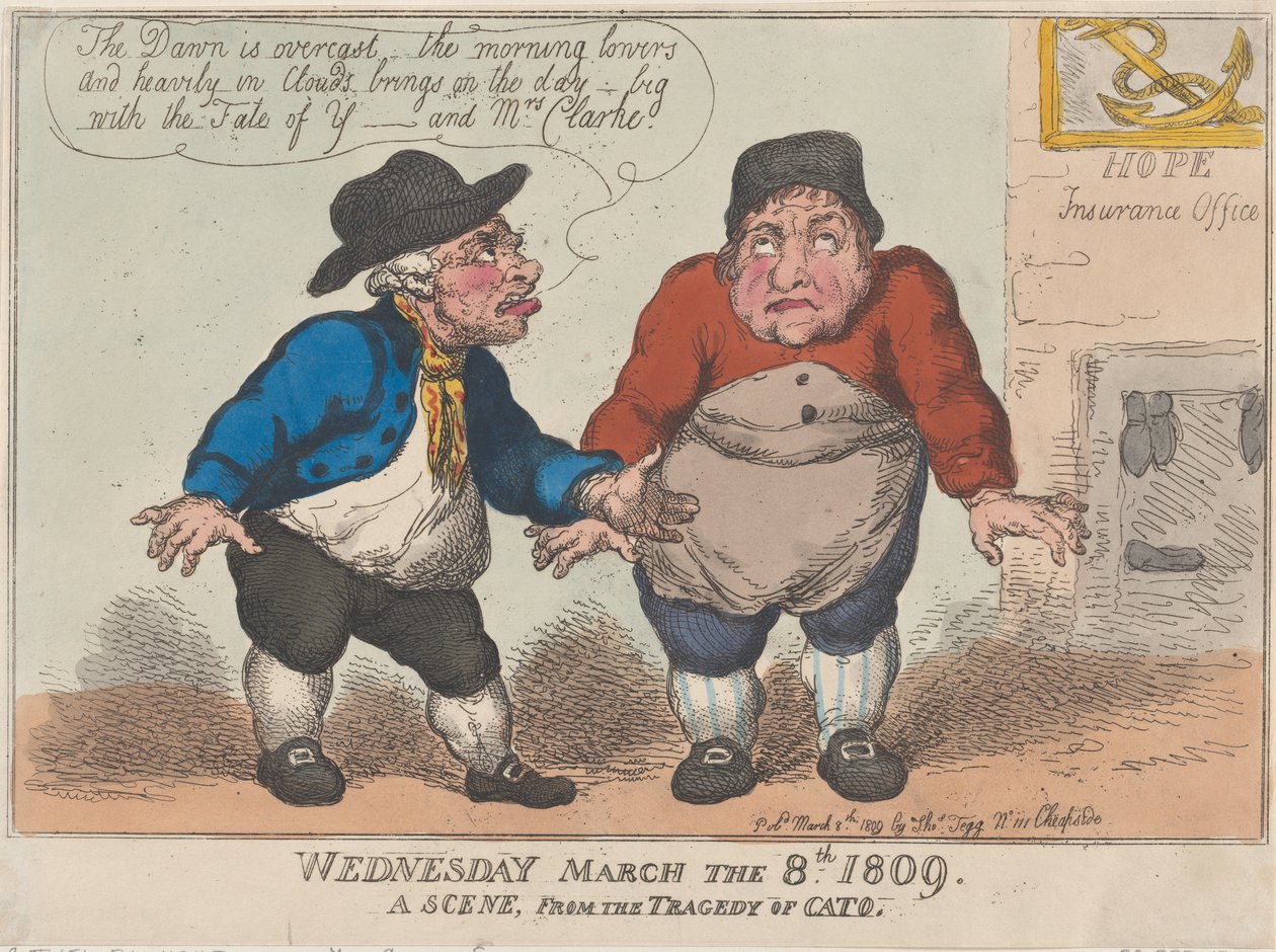 Keskiviikkona 8. maaliskuuta 1809, kohtaus Caton tragediasta, 8. maaliskuuta 1809, 8. maaliskuuta 1809. tekijältä Thomas Rowlandson