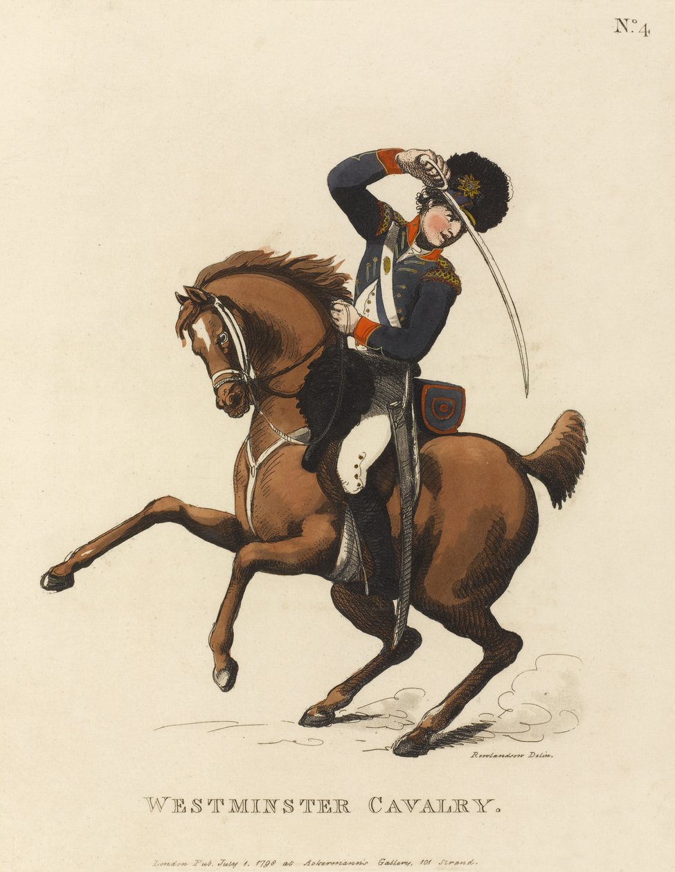 Westminsterin ratsuväki, n. 1799 (värillinen akvatinta) tekijältä Thomas Rowlandson