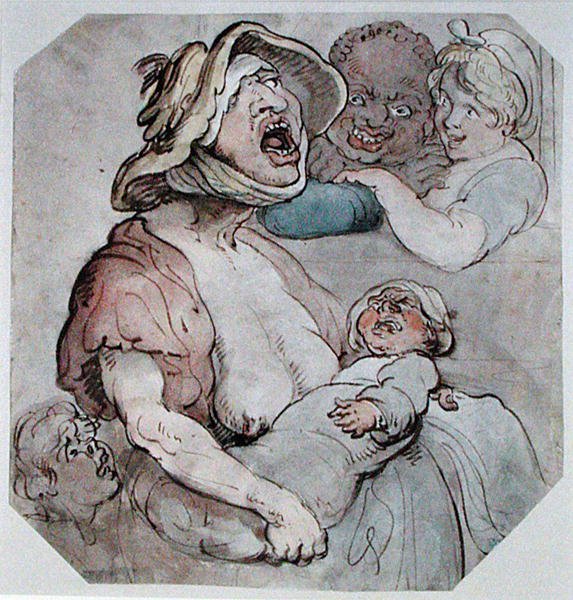Märkähoitaja keskeytetty (akvarelli paperille) tekijältä Thomas Rowlandson