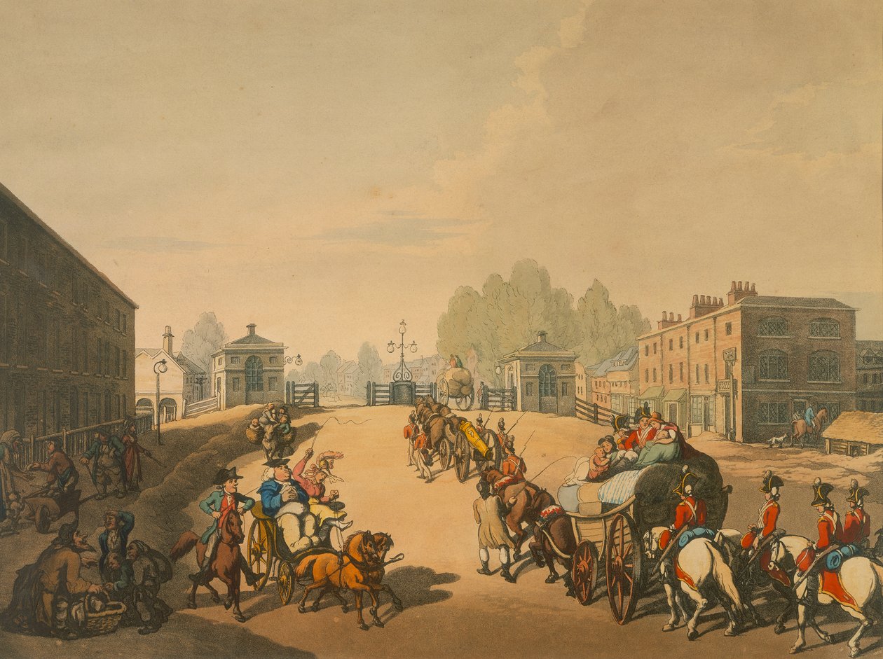 Whitechapel Turnpike, Lontoo, 1798 tekijältä Thomas Rowlandson