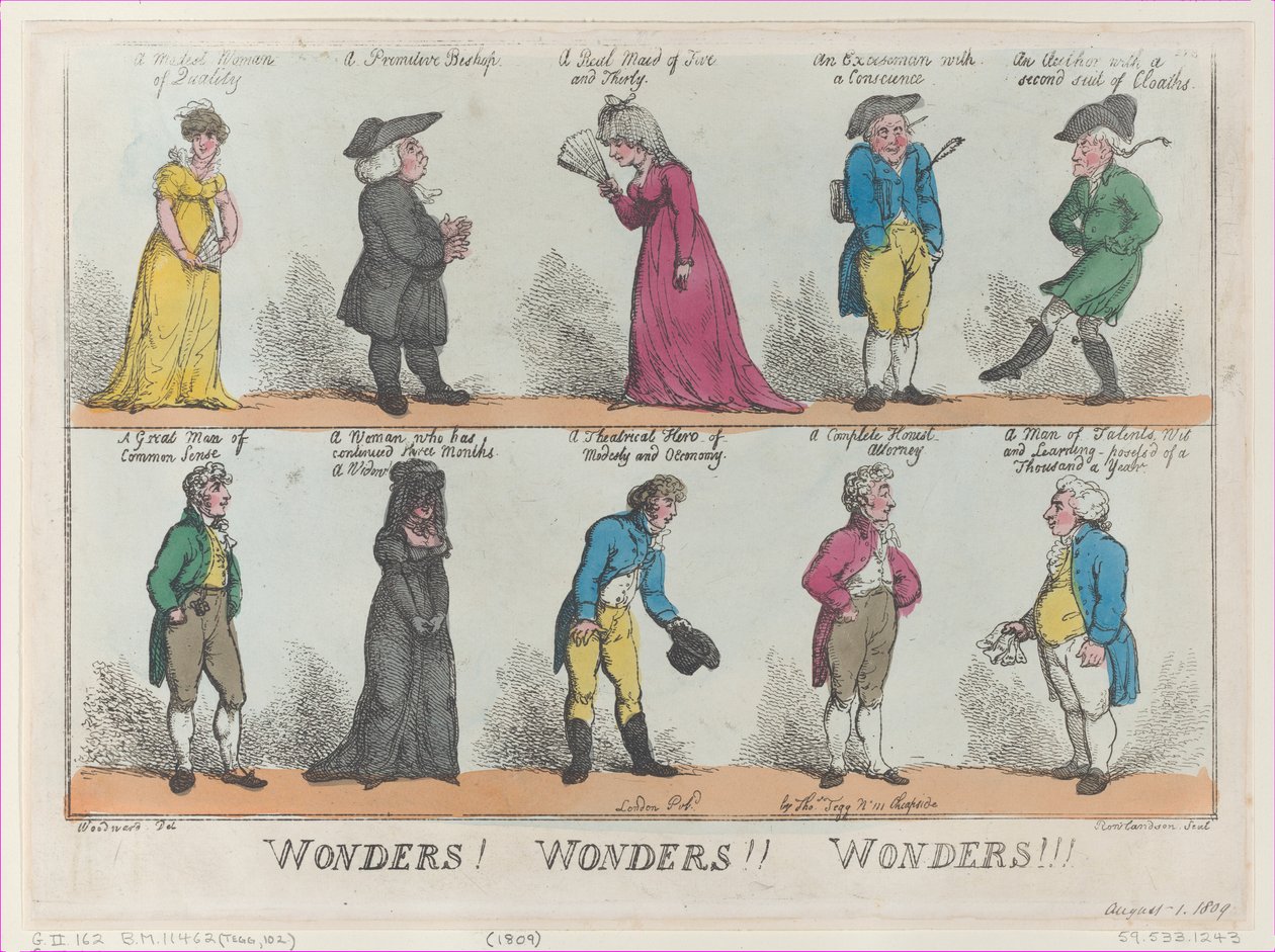 Ihmeitä! Ihmeitä!! Wonders!!!, [1. elokuuta 1809], uusintapainos, [1. elokuuta 1809], uusintapainos. tekijältä Thomas Rowlandson