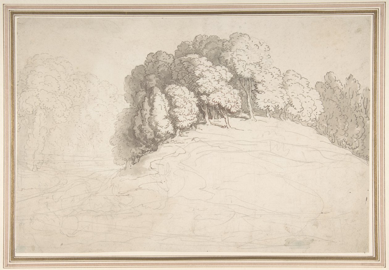 Metsäinen rinne, jossa on peuroja tekijältä Thomas Rowlandson