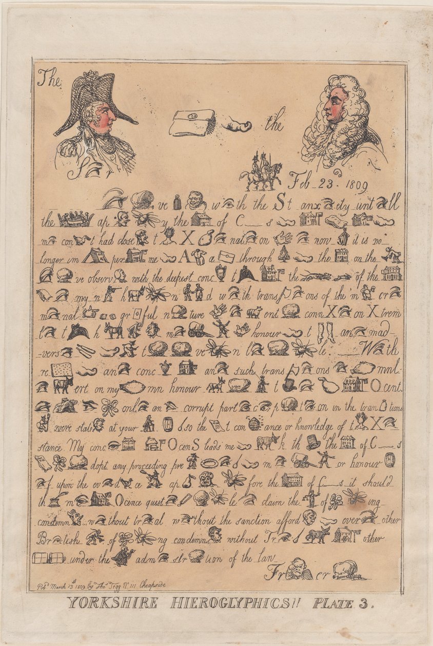 Yorkshiren hieroglyfit, levy 3, 13. maaliskuuta 1809, 13. maaliskuuta 1809. tekijältä Thomas Rowlandson