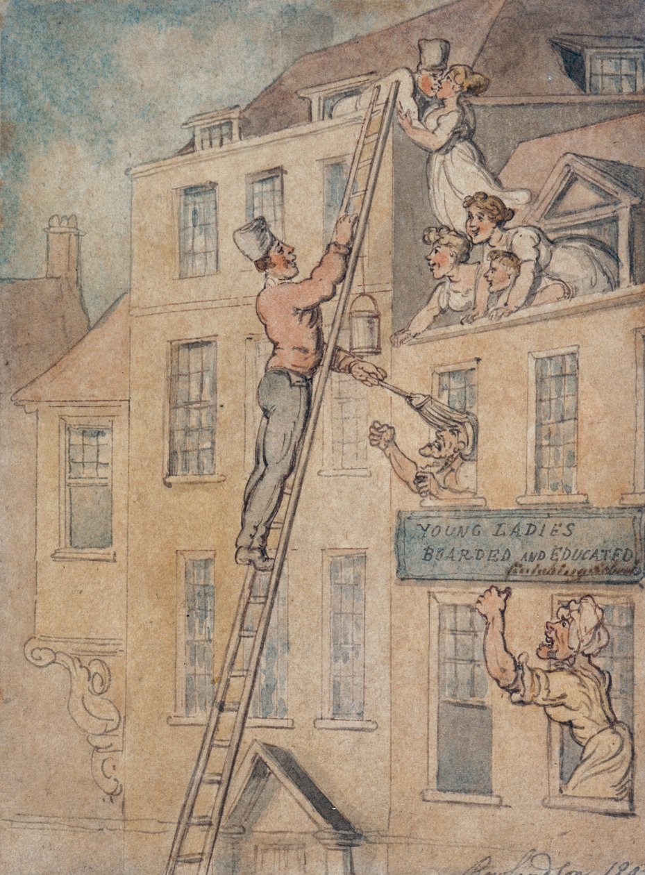 "Nuoret naiset, jotka ovat koulutettuja ja koulutettuja", 1803 tekijältä Thomas Rowlandson